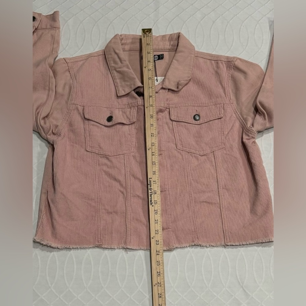 Boohoo Women’s Mixed Corduroy Pink Denim Jacket NWT Size 12 - Picture 8 of 11